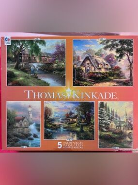 Thomas Kinkade Scenic Puzzle Set - Orange, Green, Blue